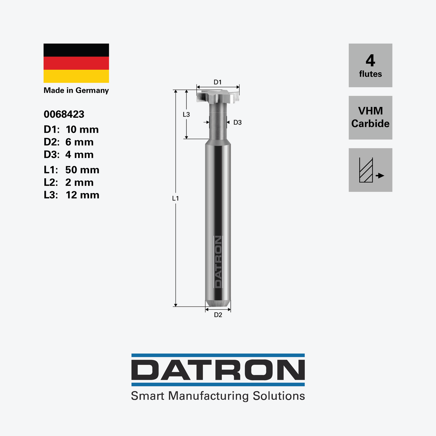DATRON - T-Slot end mill - 0068423 - dimensions