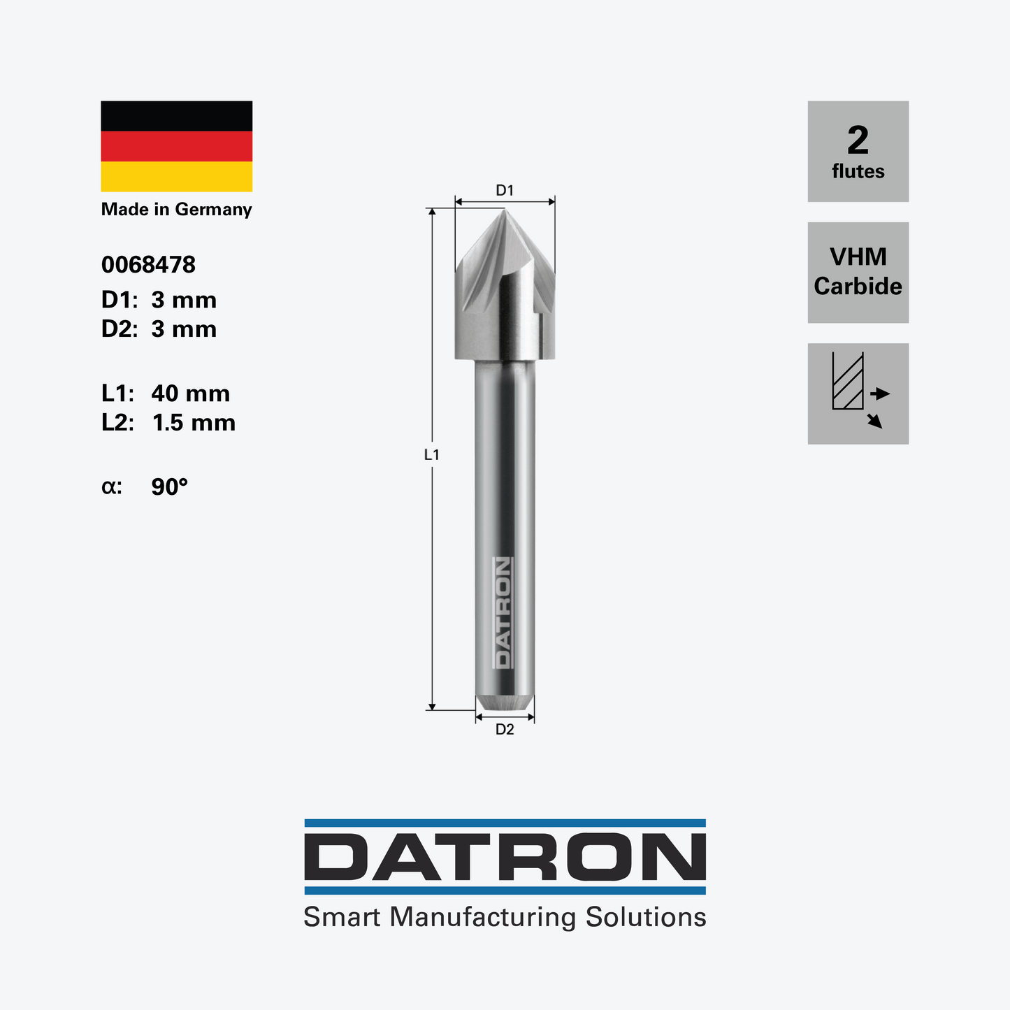 DATRON - Chamfer mill - 0068478 - dimensions