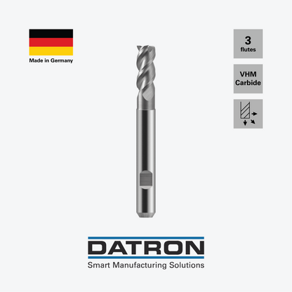 DATRON - Triple flute end mill, with DIN Form HB flat, necked - 0068036A