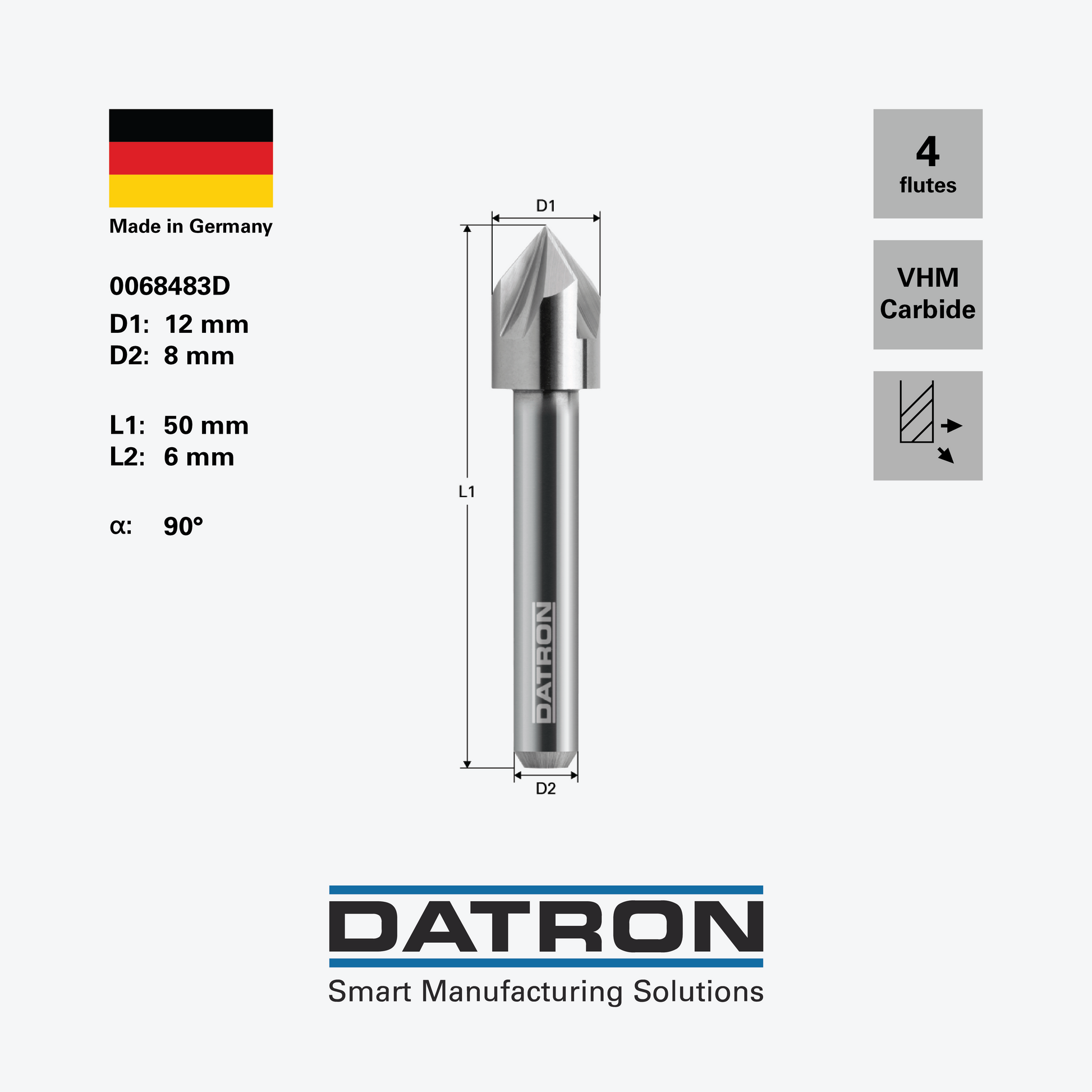 DATRON - Chamfer mill - 0068483D - dimensions