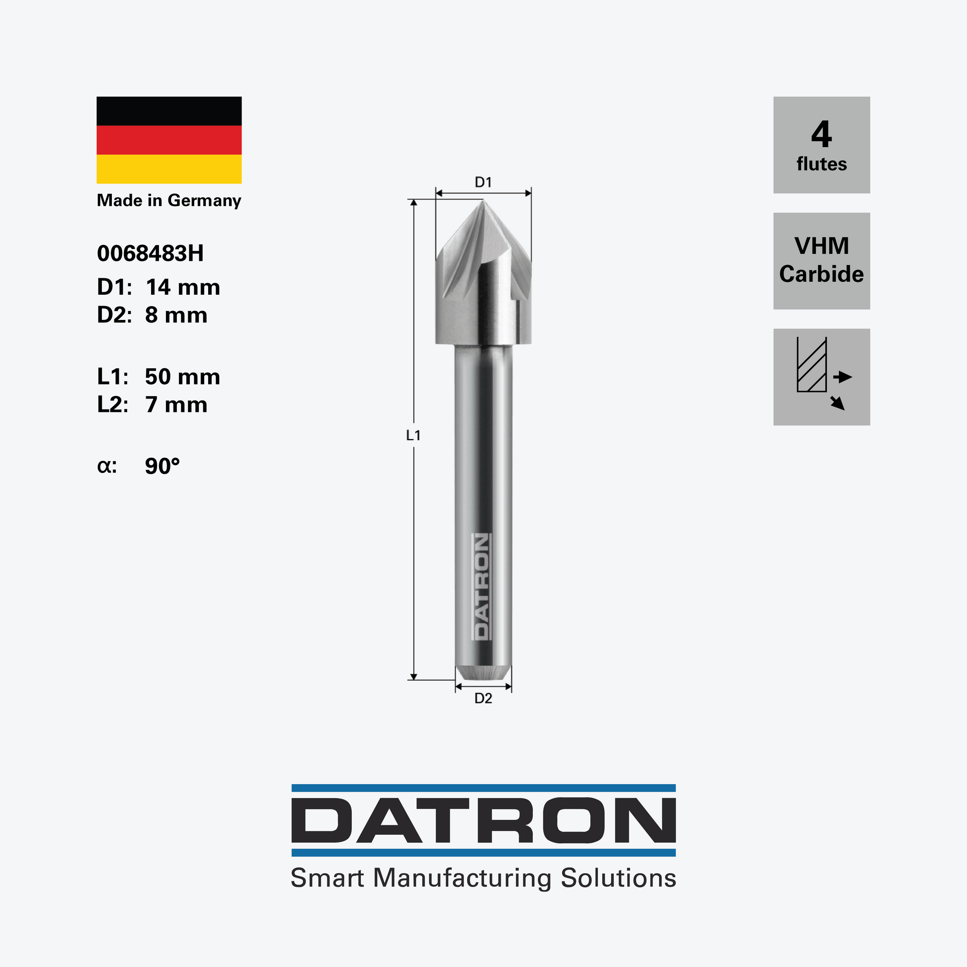 DATRON - Chamfer mill - 0068483H - dimensions