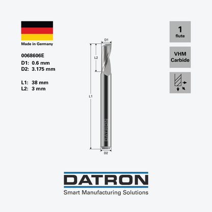 DATRON - Single flute end mill, standard - 0068606E - dimensions