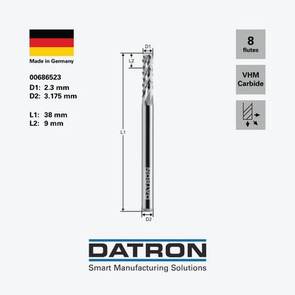 DATRON - Micro-tooth end mill, for fiberglass & carbon fiber - 00686523 - dimensions