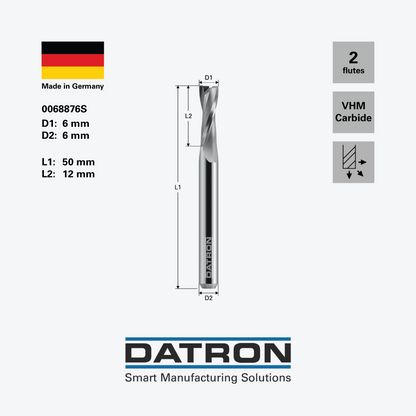 DATRON - Double flute end mill, HSC Fire - 0068876S - dimensions