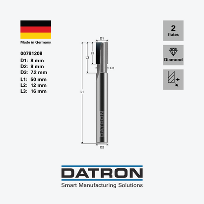 DATRON - Diamond milling tool, for fiberglass & carbon fiber - 00781208 - dimensions