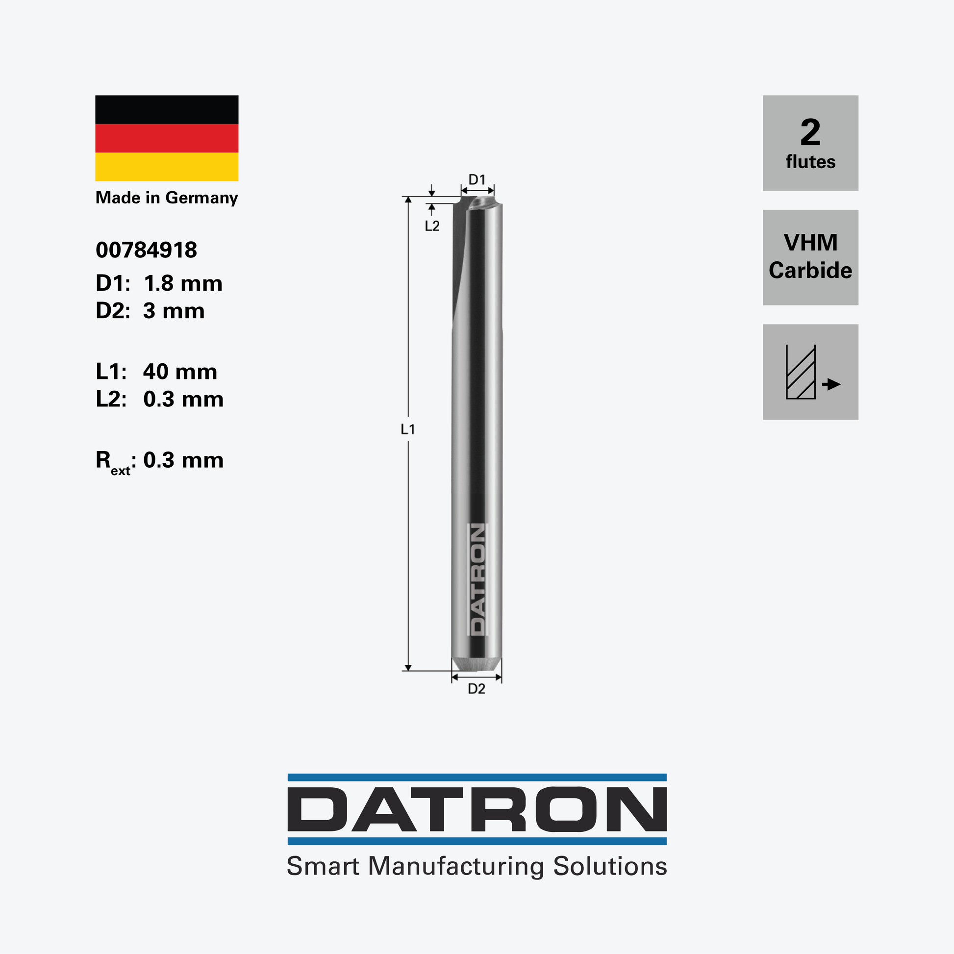 DATRON - Deburring end mill, for steel - 00784918 - dimensions