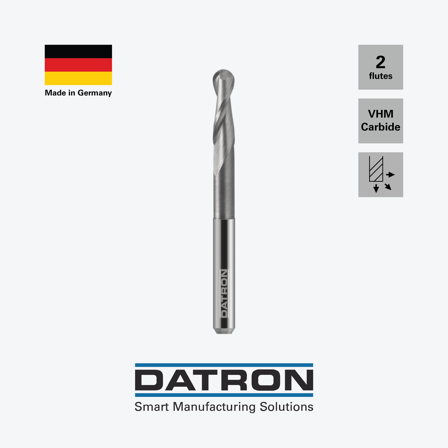 DATRON - Double flute ball nose end mill, necked - 0078510